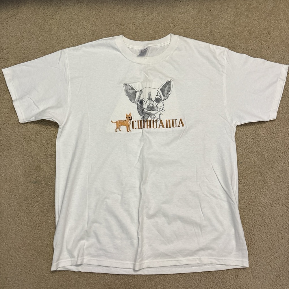 Vintage 90s Anvil White Chihuahua Graphic T-Shirt